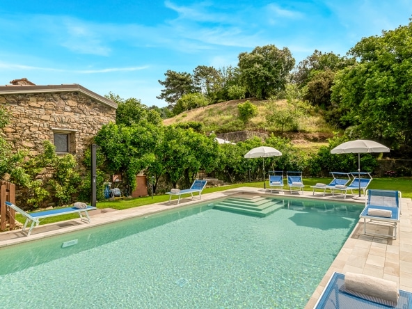 Swimming pool in front of Villa Il Convento.