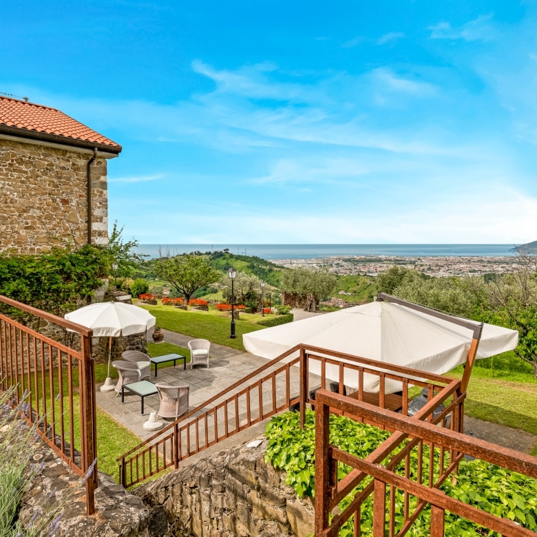 Garden overlooking the Ligurian and Tuscan coastline.
